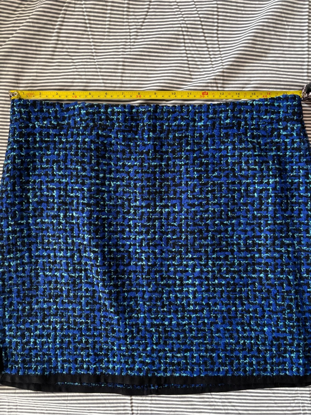J. Crew Blue & Black Tweed Postage Stamp Mini Skirt
